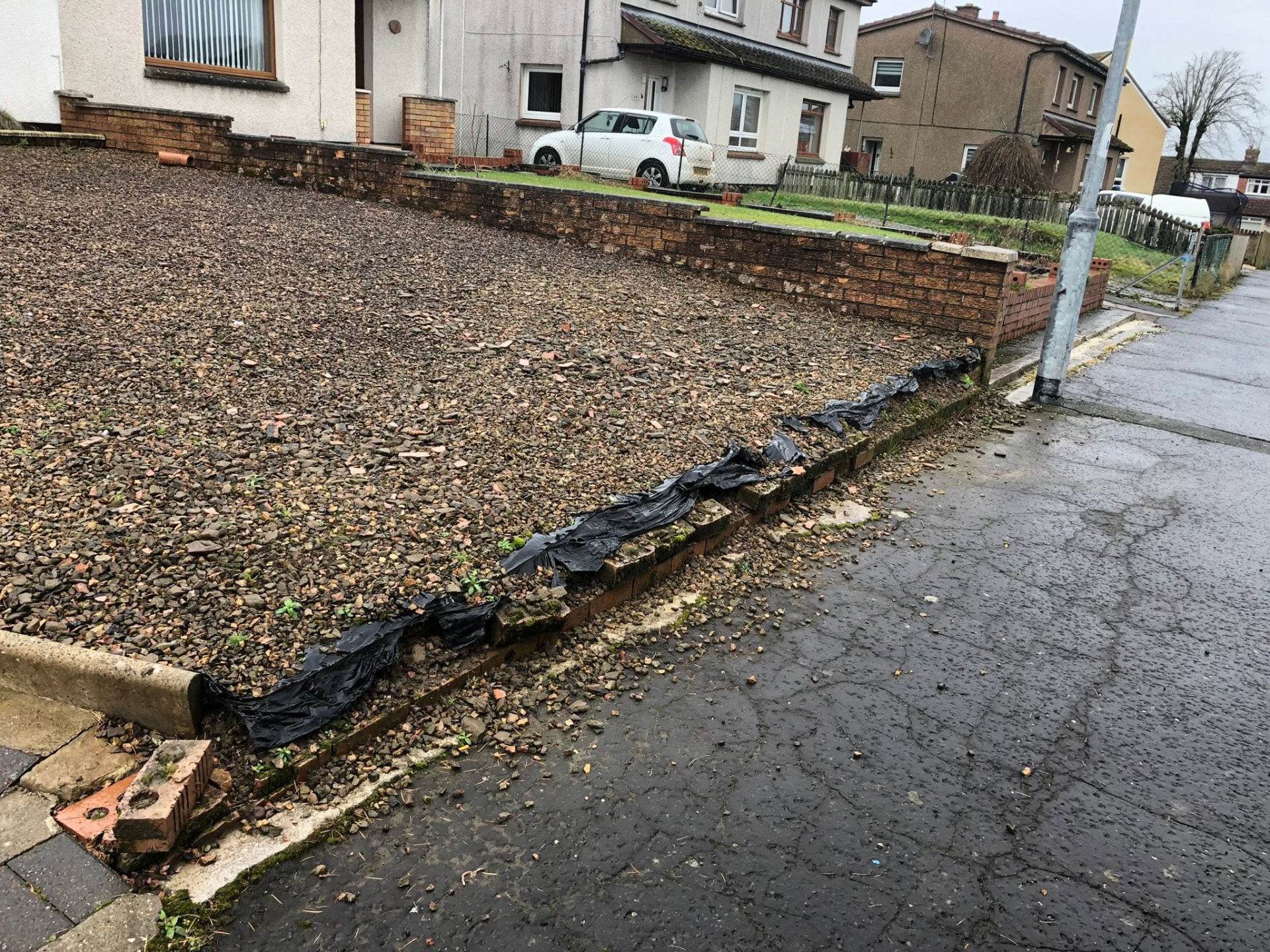 Front boundary rebuild — before